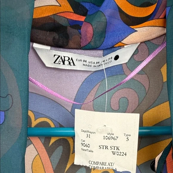 ZARA PUCCI PRINT Vibrant Paisley Open Front long sleeve mini dress medium - Picture 4 of 10